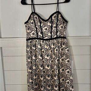 Vestique Black and Cream Floral Dress
